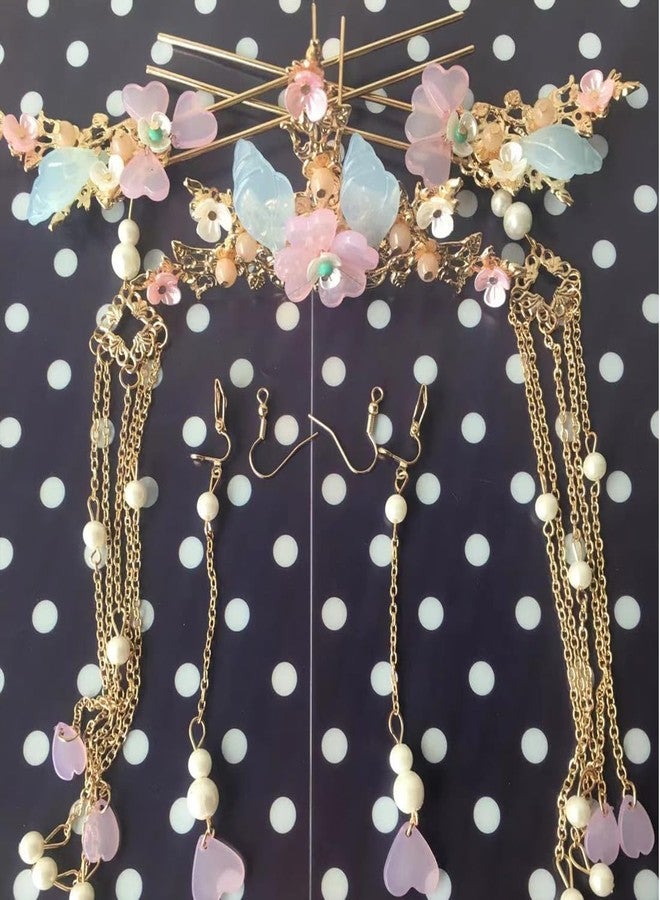 Engjajo Alloy Hair Sticks Pins Long Tassel Hanfu Chinese Hair Comb/Earrings Set of 1 Traditional Classical (Style E) - Image 2